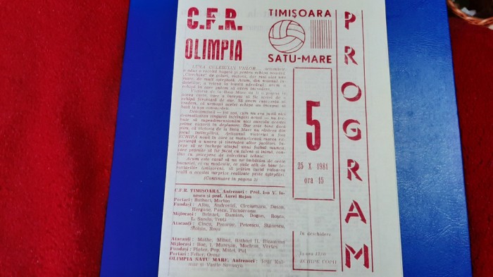 program CFR Timisoara - Olimpia SM