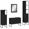 Set dulapuri de baie, 4 piese, negru, lemn prelucrat