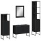Set dulapuri de baie, 4 piese, negru, lemn prelucrat