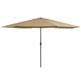 Cumpara ieftin Umbrelă de soare de grădină, st&acirc;lp metalic, taupe, 390 cm