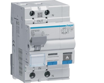 Diferential RCBO+AFDD 1P+N 25A B 30mA 6KA tip A Hager ARF925D foto