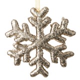 Ornament brad de Crăciun fulg spumă bej glitter, CMCLASS