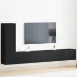 VidaXL Set dulap TV, 3 piese, de perete, stejar negru, lemn prelucrat