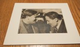 GEORGE ENESCU si YEHUDI MENUHIN - Foto cu paspartu in rama (dim.foto: 20.5x18.0 cm.) - YEHUDI MENUHIN autograf si dedicatie