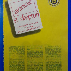 1987, Reclamă CEC comunism 24x16 cm Avantaje si drepturi cetatean epoca aur