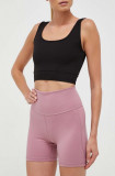 Adidas Performance pantaloni scurți de yoga Studio culoarea roz, neted, high waist
