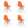 Set 4 scaune stil scandinav, Artool, Osaka, PP, lemn, portocaliu si natur, 46x54x81 cm
