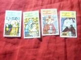 Serie Guernsey 1973 Craciun - Pictura- religioasa - Vitralii , 4 valori
