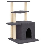 Cumpara ieftin Ansamblu pisici cu stalpi din funie sisal, gri inchis, 83,5 cm