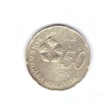 Moneda Malaezia 50 sen 2013, stare buna, curata