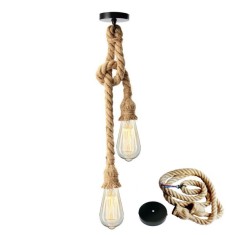 Candelabru Pendul Vintage din Sfoara pentru 2 becuri 2xE27 3157 MNR776 foto