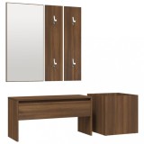Cumpara ieftin Set de mobilier pentru hol, stejar maro, lemn prelucrat
