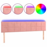 Tablie de pat cu LED, roz, 160x5x78/88 cm, catifea