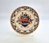 DELFT Polucrom farfurie de perete ceramica pictata manual cu motive florale viu colarate 20 cm diametrul _ decor de colectie rustic vintage