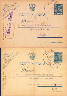 HST CP387 Lot 2 carti postale stampila Cenzurat Tulcea 1942 foto