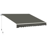 Outsunny Copertină Pliabilă pentru Exterior, Copertină Tip Roll-Up cu Deschidere Manivelă, 350x250 cm, Gri | Aosom Romania