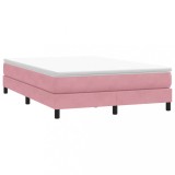 vidaXL Pat cu arcuri fără saltea roz 160x210 cm catifea 3315836