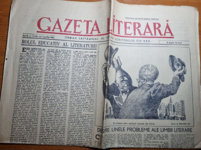 gazeta literara 7 aprilie 1955-art. george toparceanu,ady endre in romaneste foto