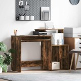 VidaXL birou cu depozitare Stejar fumuriu 120.5x44x88.5 cm Lemn prelucrat