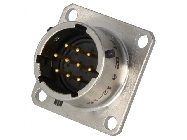 Conector circular flanșă 4 orificii pentru montare pe panou PT02A1210P023