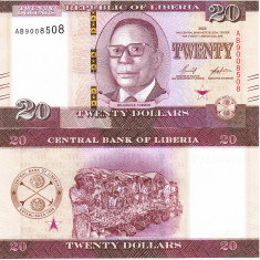 Liberia 20 Dollars 2022 P-39 UNC