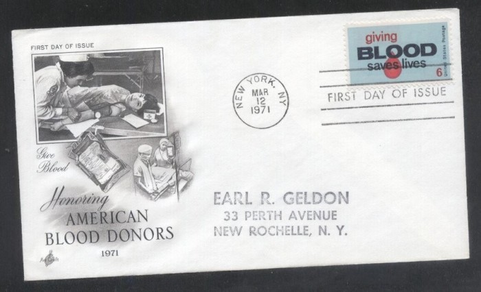United States 1971 Giving blood FDC K.672