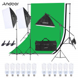 Cumpara ieftin Kit studio foto,3 lumini softbox,suport fundal 2x2m,12x bec 45W,3 panze fundal multicolore + geanta transport 12x bec 135W, Dactylion