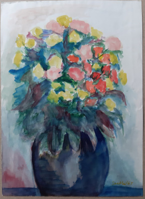 Vaza cu flori - semnat Svetla &amp;#039;65 foto