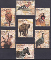 DB1 Fauna Guineea Elefant Rinocer Zebra Puma Pupaza set MNH foto