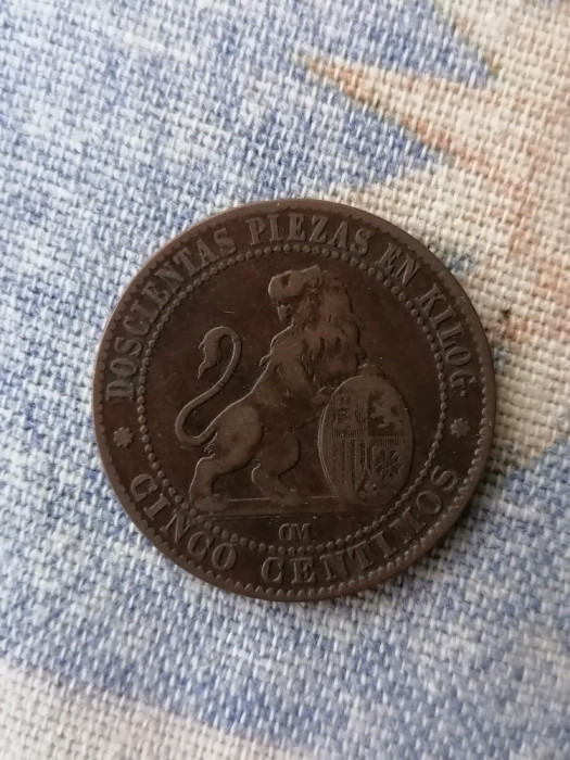 MONEDA-5 CENTIMOS 1870- SPANIA