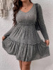 Rochie mini cu decolteu si volane, gri, dama, Shein