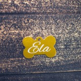 Medalion auriu personalizat pentru c&acirc;ini și pisici &ndash; gravură nume &amp; telefon