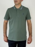 U.S. Grand POLO Tricou polo barbati cu logo brodat si detalii contrastante, Regular fit, Verde inchis, M