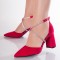 Pantofi dama Rosii din Piele Ecologica Intoarsa Velea, 37