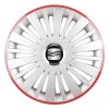 Set 4 Capace Roti, potrivite jantelor de R16, pentru Seat, model falcon argintiu cu rama rosie, Autohelix MSA