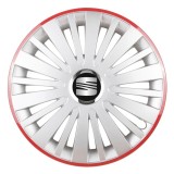 Cumpara ieftin Set 4 Capace Roti Autohelix MSA&reg;, potrivite jantelor de R16, pentru Seat, model falcon argintiu cu rama rosie