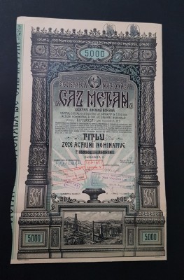 Actiune 1939 Soc. nationala Gaz Metan / titlu / actiuni foto