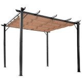 Pergola pentru gradina/terasa, retractabila, cadru aluminiu, negru si maro, 3x4x2.23 m GartenVIP DiyLine, ART