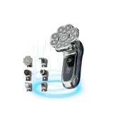Aparat de ras electric Profesional, Set Multifunctional, Accesorii 6 in 1, 9 lame rotative, Cap detasabil magnetic, Impermeabil IPX6, Barbierit uscat