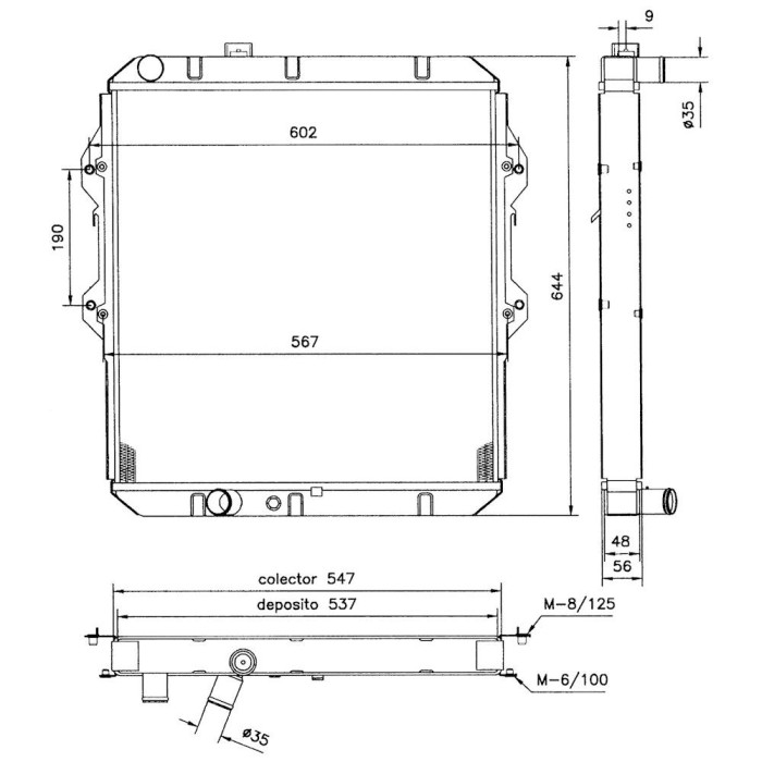 Radiator racire Toyota Hilux, 08.1998-07.2001, Motorizare 2, 4 Td 66kw Diesel, tip climatizare Cu/fara AC, cutie automata, dimensiune 550x528x36mm, C