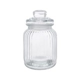 Borcan pentru dulciuri, model dungi reliefate, Sticla, 10.5x19 cm, ATU-087231