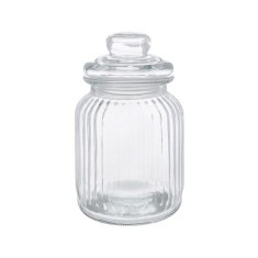 Borcan pentru dulciuri, model dungi reliefate, Sticla, 10.5x19 cm, ATU-087231