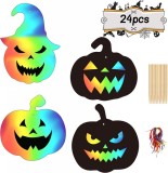 Set de 24 dovleci pentru razuit si 12 bete Laiter, hartie/lemn, multicolor