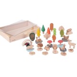 Set de 37 figurine din lemn pentru activitati educative padurea, Tickit