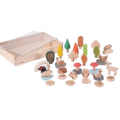 Set de 37 figurine din lemn pentru activitati educative padurea foto
