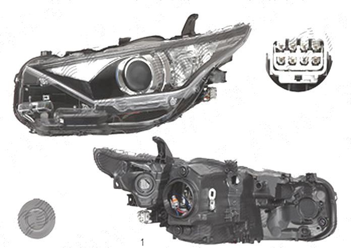 Far Toyota Auris (E18), 07.2015-, fata, Stanga, cu LED daytime running light; HiR2+LED+WY21W; electric; fara motoras;