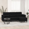 VidaXL Canapea cu 3 locuri și taburet, negru, 180 cm, microfibră 3201234
