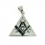 Cumpara ieftin Pandantiv Masonic - Triunghi Argintiu cu Negru - MM757