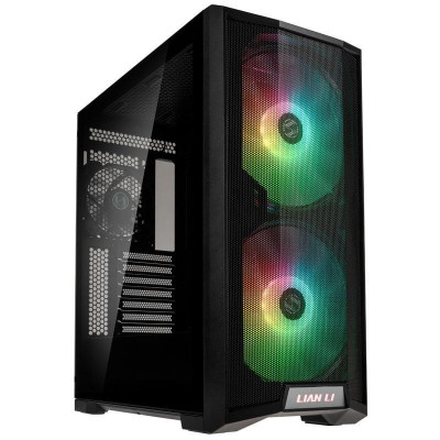 Carcasa lian li lancool 215 mid-tower argb tempered glass negru pci-slots 7 preinstalled fans 1x foto