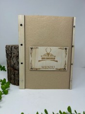 Coperta pentru meniu din lemn,combinat cu fetru crem